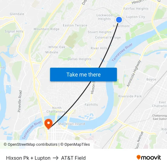 Hixson Pk + Lupton to AT&T Field map