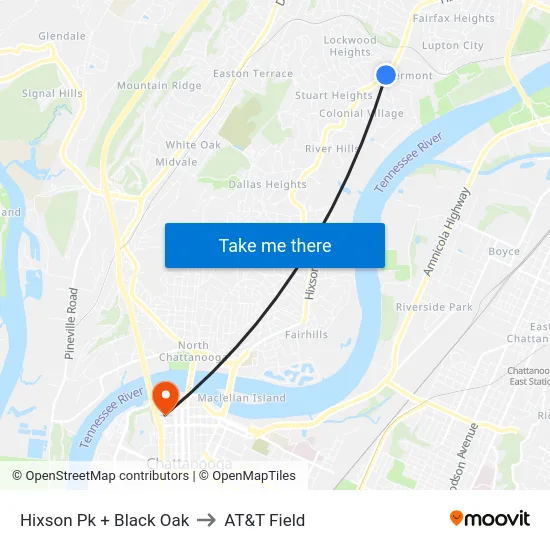 Hixson Pk + Black Oak to AT&T Field map