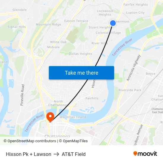Hixson Pk + Lawson to AT&T Field map