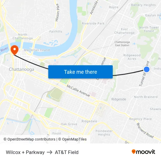 Wilcox + Parkway to AT&T Field map