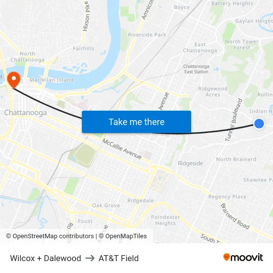 Wilcox + Dalewood to AT&T Field map