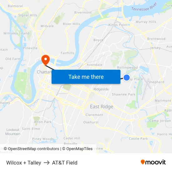Wilcox + Talley to AT&T Field map