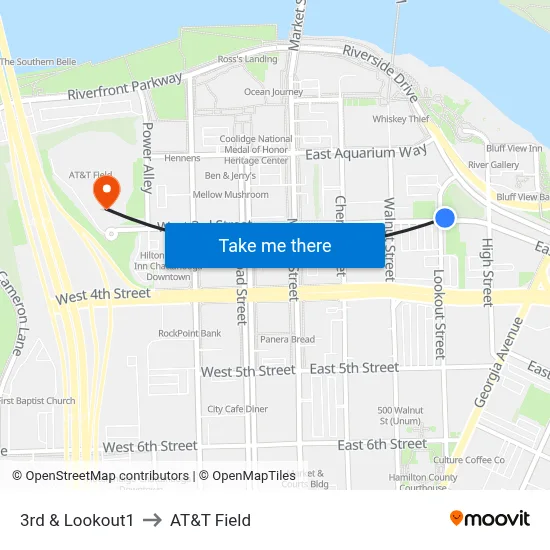 3rd & Lookout1 to AT&T Field map