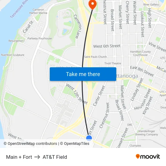 Main + Fort to AT&T Field map