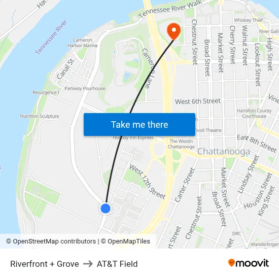 Riverfront + Grove to AT&T Field map