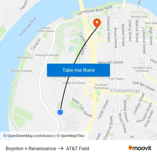 Boynton + Renaissance to AT&T Field map