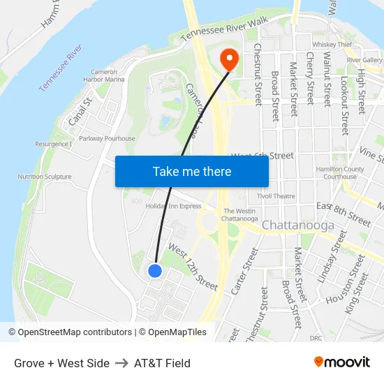Grove + West Side to AT&T Field map