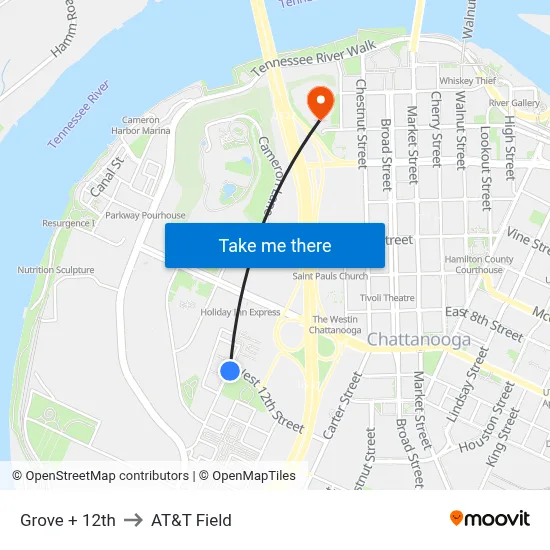 Grove + 12th to AT&T Field map