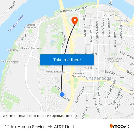 12th + Human Service to AT&T Field map