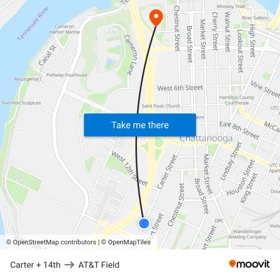 Carter + 14th to AT&T Field map