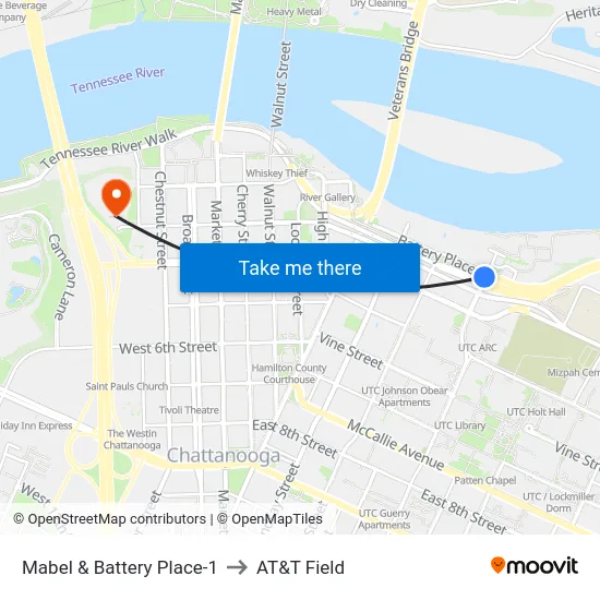 Mabel & Battery Place-1 to AT&T Field map