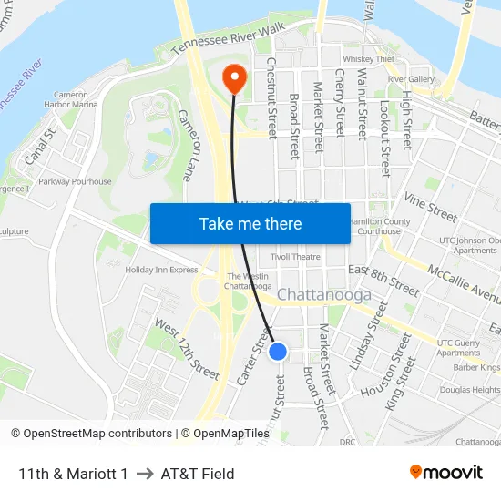 11th & Mariott 1 to AT&T Field map