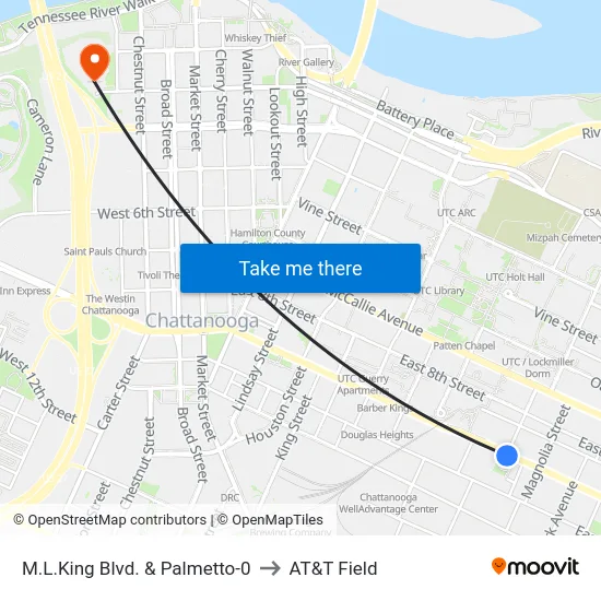 M.L.King Blvd. & Palmetto-0 to AT&T Field map