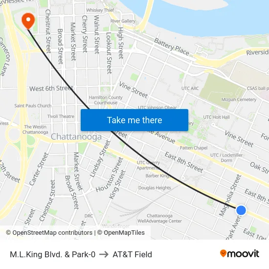 M.L.King Blvd. & Park-0 to AT&T Field map