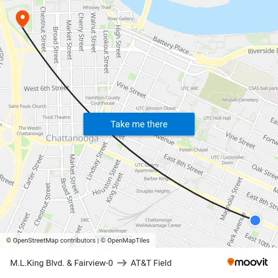 M.L.King Blvd. & Fairview-0 to AT&T Field map