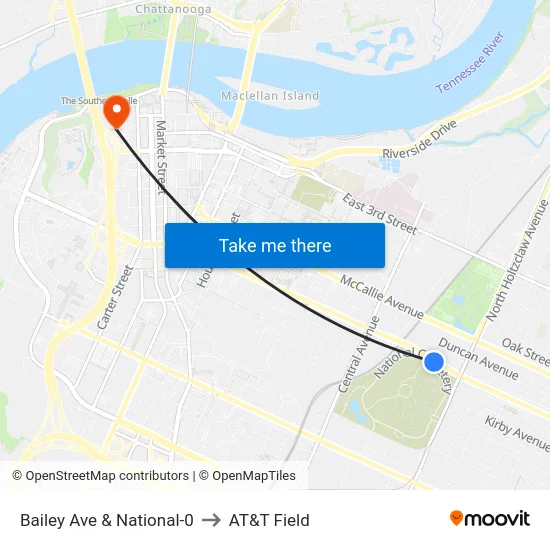 Bailey Ave & National-0 to AT&T Field map