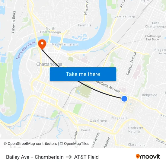 Bailey Ave + Chamberlain to AT&T Field map