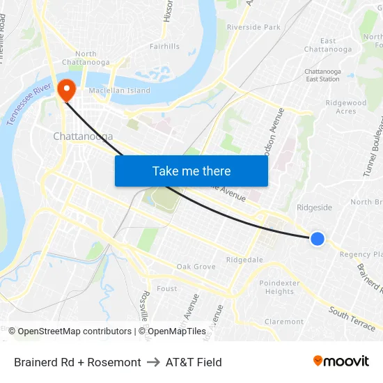 Brainerd Rd + Rosemont to AT&T Field map