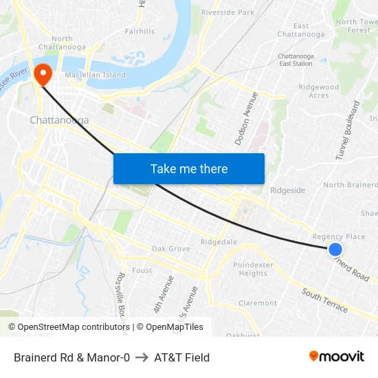 Brainerd Rd & Manor-0 to AT&T Field map