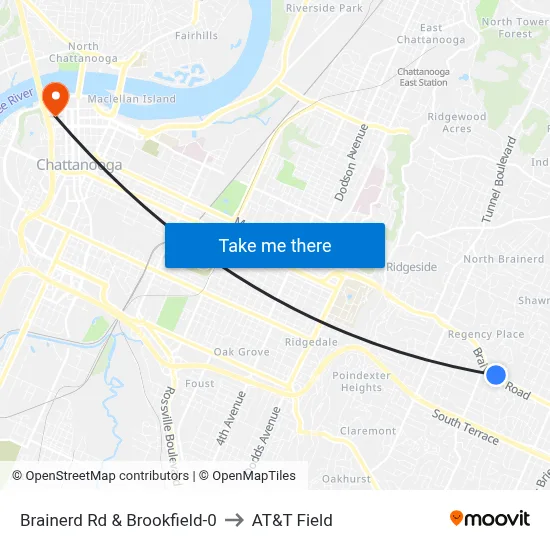 Brainerd Rd & Brookfield-0 to AT&T Field map