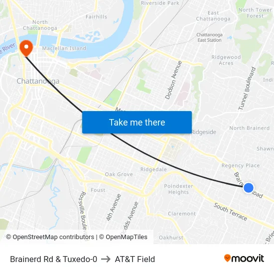 Brainerd Rd & Tuxedo-0 to AT&T Field map