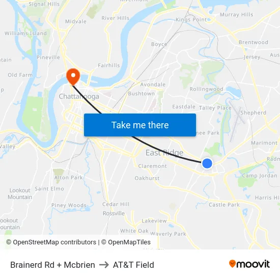 Brainerd Rd + Mcbrien to AT&T Field map