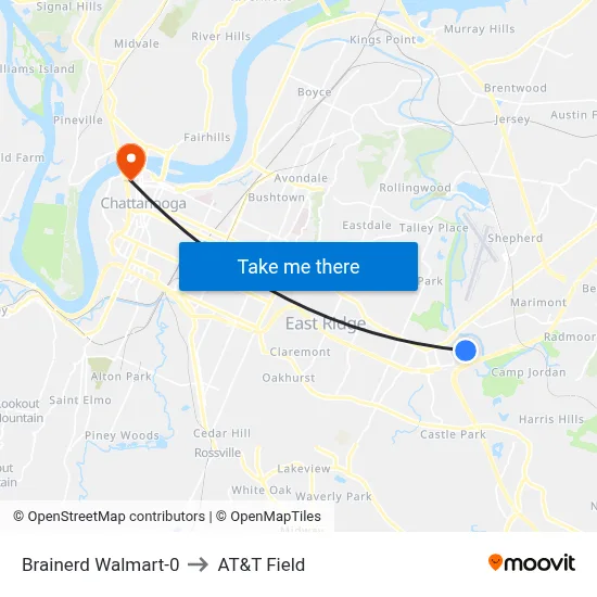 Brainerd Walmart-0 to AT&T Field map