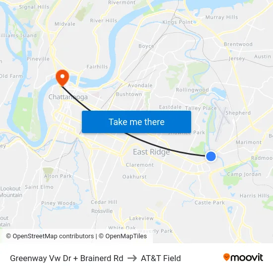 Greenway Vw Dr + Brainerd Rd to AT&T Field map
