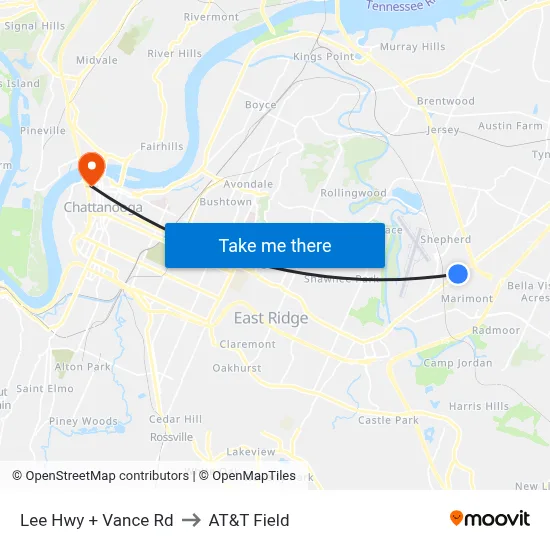 Lee Hwy + Vance Rd to AT&T Field map