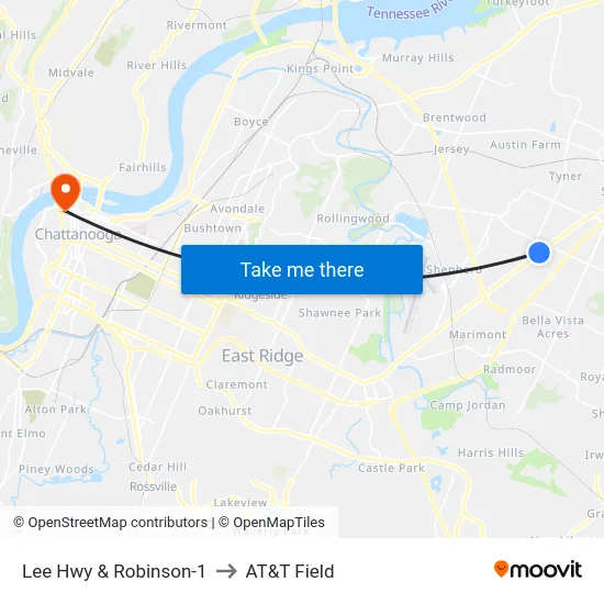 Lee Hwy & Robinson-1 to AT&T Field map