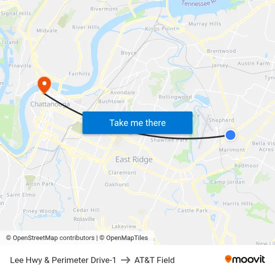 Lee Hwy & Perimeter Drive-1 to AT&T Field map