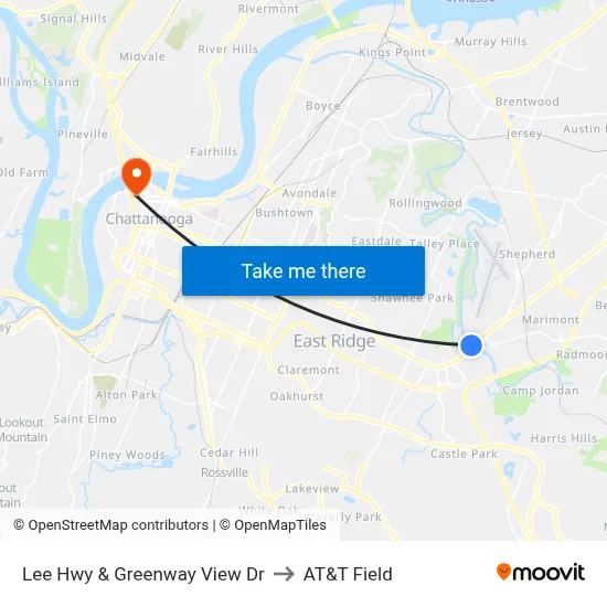 Lee Hwy & Greenway View Dr to AT&T Field map