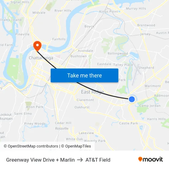 Greenway View Drive + Marlin to AT&T Field map