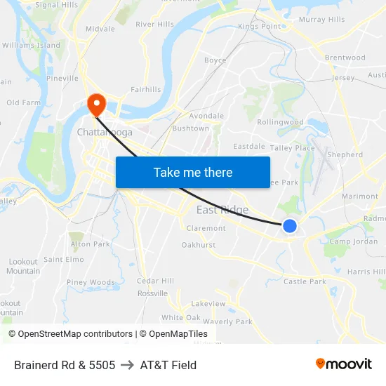Brainerd Rd & 5505 to AT&T Field map