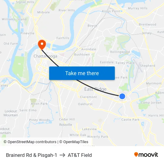 Brainerd Rd & Pisgah-1 to AT&T Field map