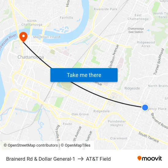 Brainerd Rd & Dollar General-1 to AT&T Field map