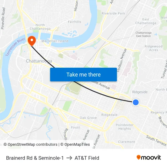 Brainerd Rd & Seminole-1 to AT&T Field map