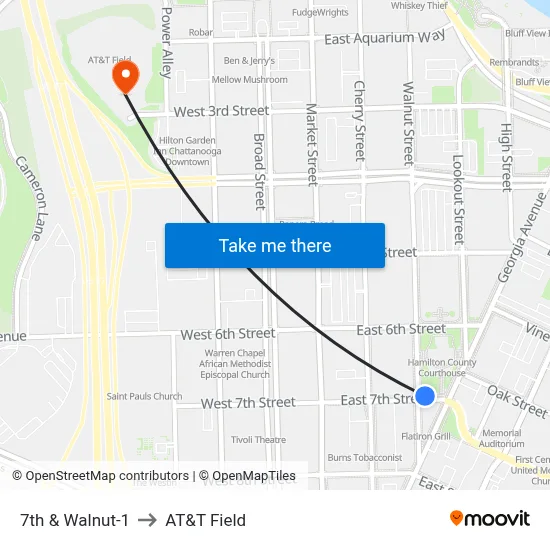7th & Walnut-1 to AT&T Field map