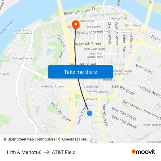 11th & Mariott-0 to AT&T Field map