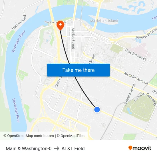 Main & Washington-0 to AT&T Field map