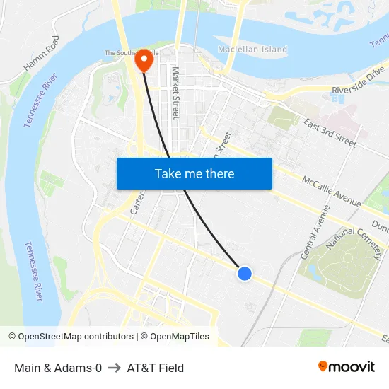 Main & Adams-0 to AT&T Field map