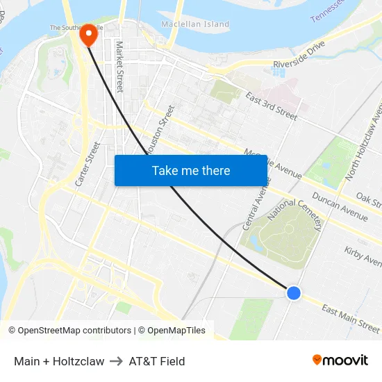 Main + Holtzclaw to AT&T Field map