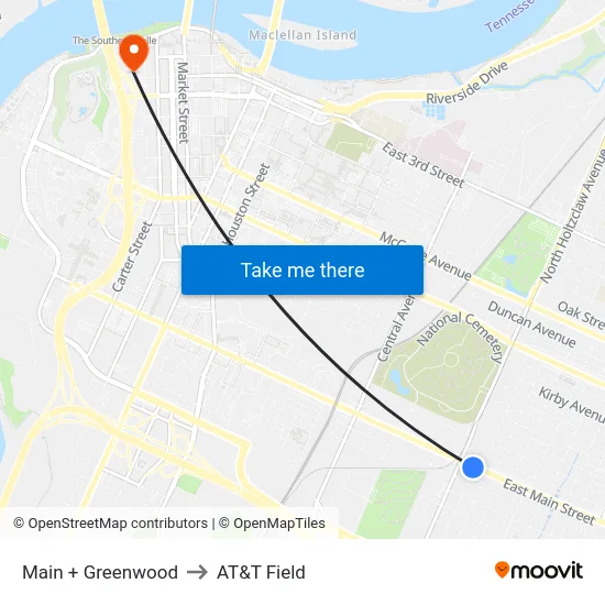 Main + Greenwood to AT&T Field map