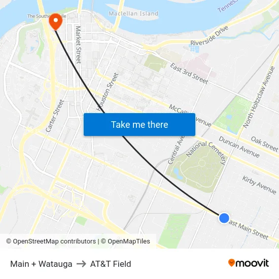 Main + Watauga to AT&T Field map