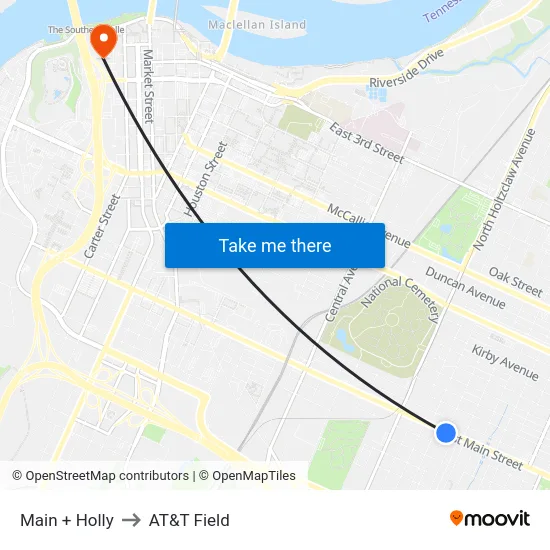 Main + Holly to AT&T Field map