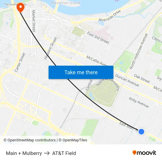 Main + Mulberry to AT&T Field map