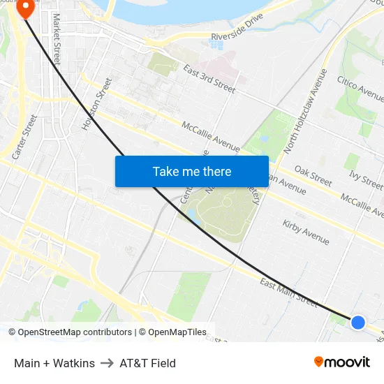 Main + Watkins to AT&T Field map