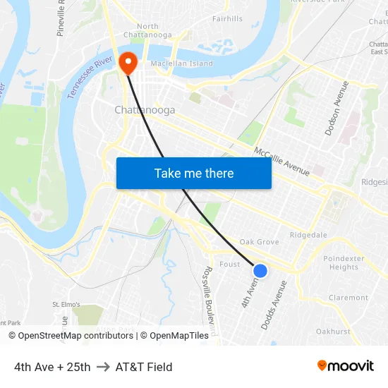 4th Ave + 25th to AT&T Field map