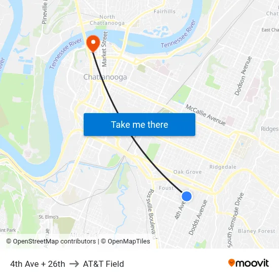 4th Ave + 26th to AT&T Field map