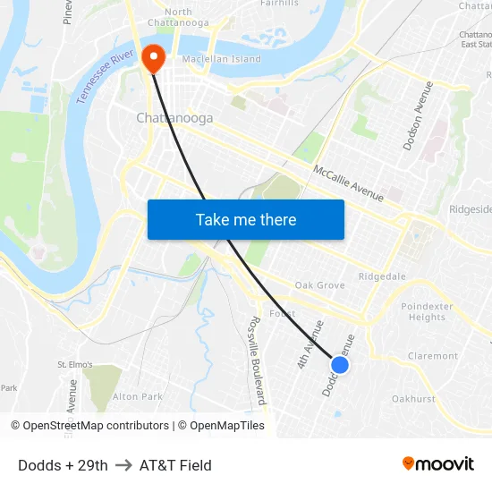 Dodds + 29th to AT&T Field map